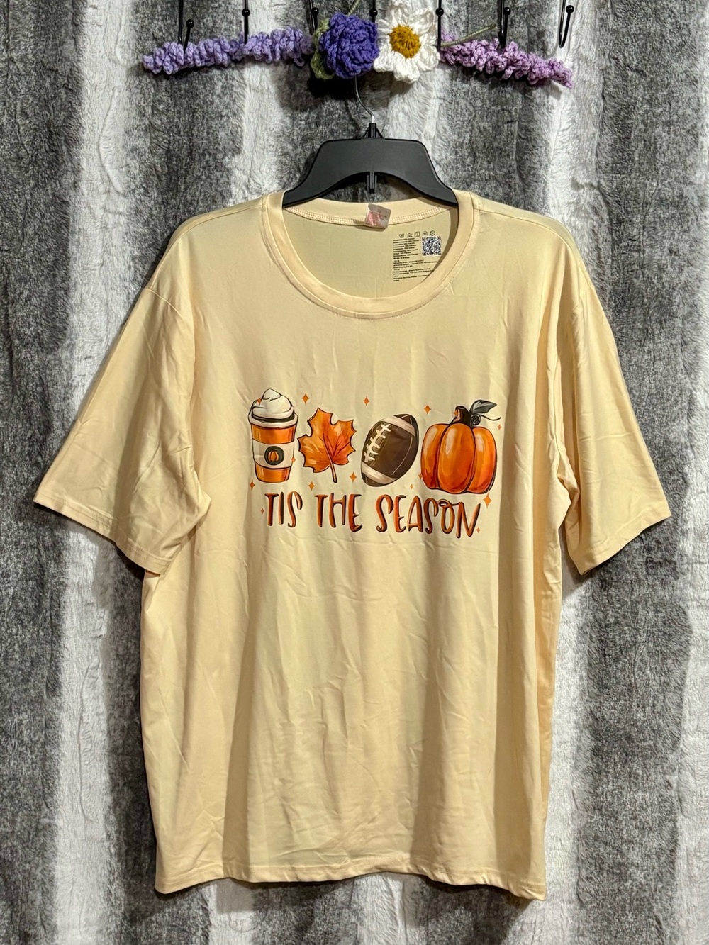 Tis The Season Fall Graphic Tee - Cream Fall Icons size 1XL